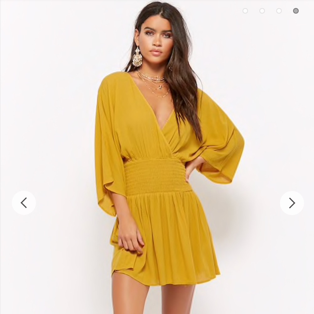 Smocked Surplice Mini Dress